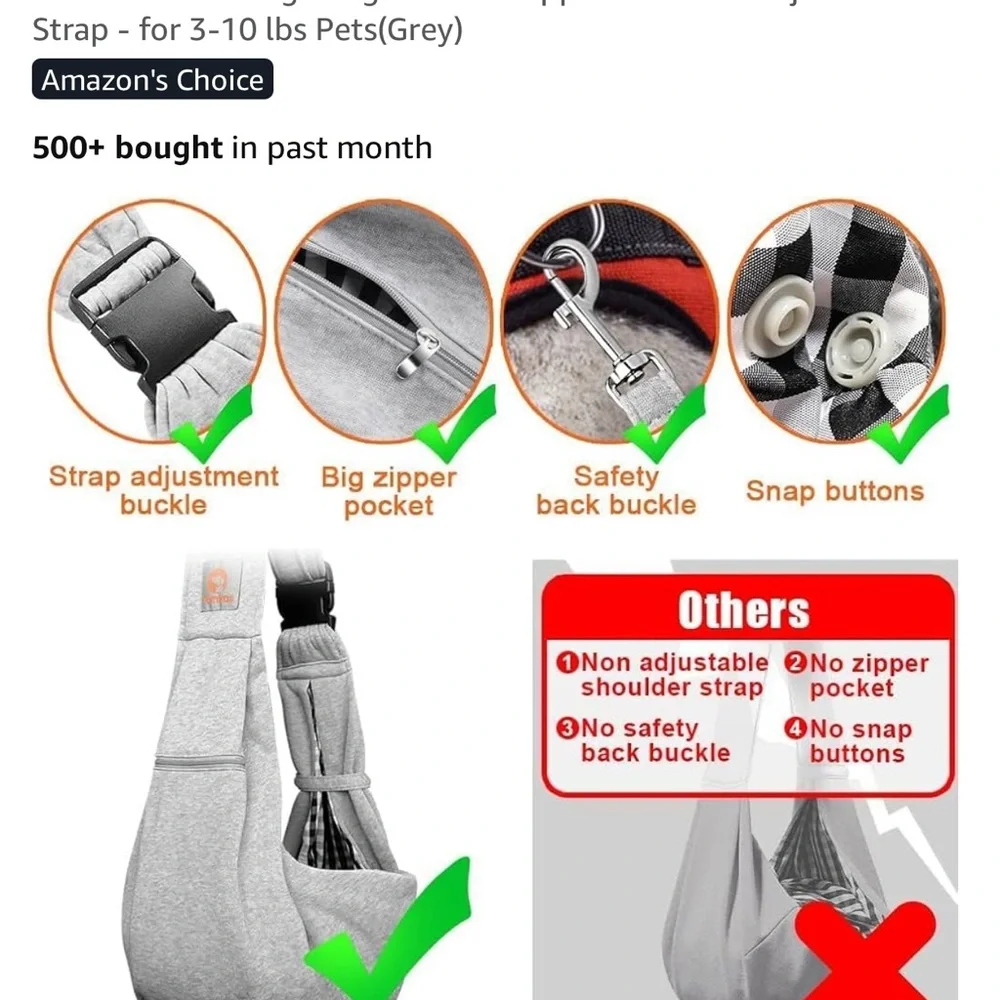 Gray Pet Sling Carrier